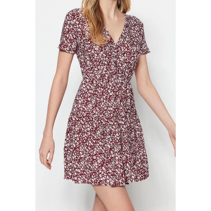 New Regular Casual Daily Polyester Camisole Knitted Double Breasted Short Sleeve Skater Mini Dress