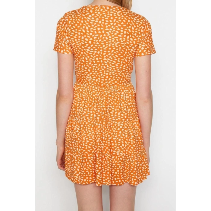 New Regular Casual Daily Polyester Camisole Knitted Double Breasted Short Sleeve Skater Mini Dress