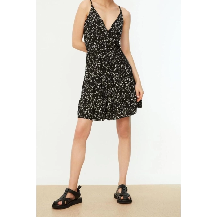 New Regular Casual Daily Polyester Camisole Knitted Double Breasted Strappy Sleeve Skater Mini Length Dress