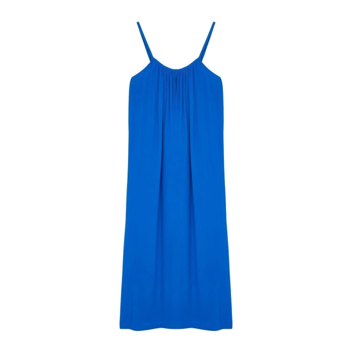 New Regular Casual Daily Shally Woven U Neck Strappy Sleeve Shift Maxi Length Dress