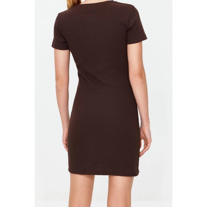 New Regular Casual Daily Camisole Knitted Crew Neck Short Sleeve Wrap Mini Dress