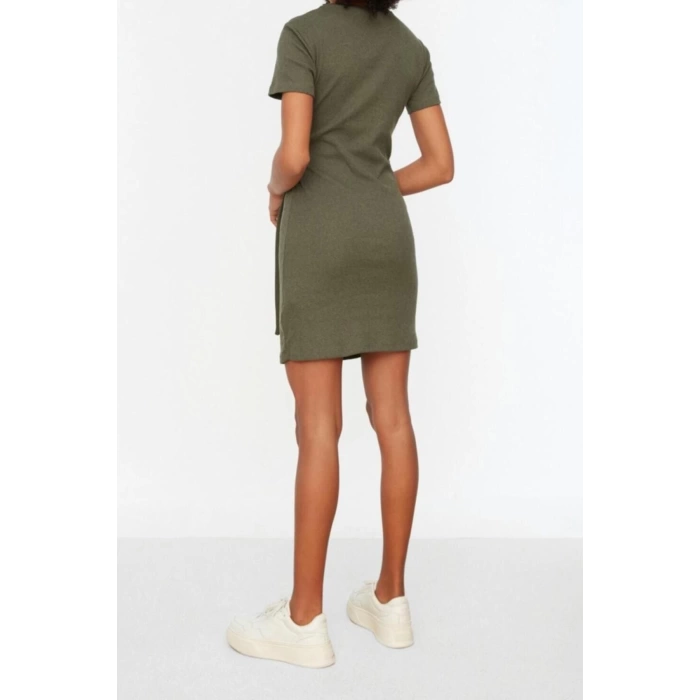 New Regular Casual Daily Camisole Knitted Crew Neck Short Sleeve Wrap Mini Dress