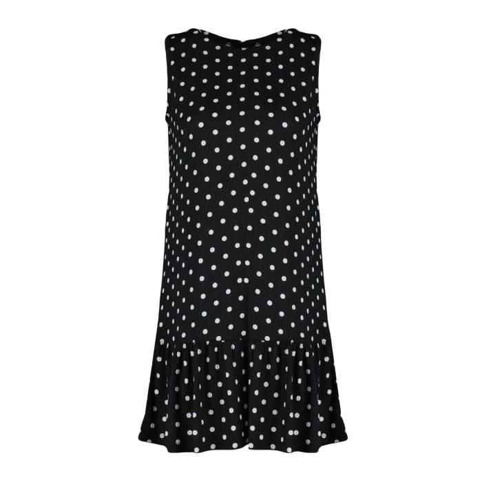 New Casual Daily Polyester Camisole Knitted Crew Neck Sleeveless Sleeveless Ruffle Mini Dress