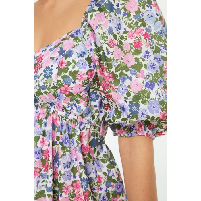 New Regular Casual Daily Terrycotton Woven Sweetheart Neck Short Sleeve Skater Mini Length Dress