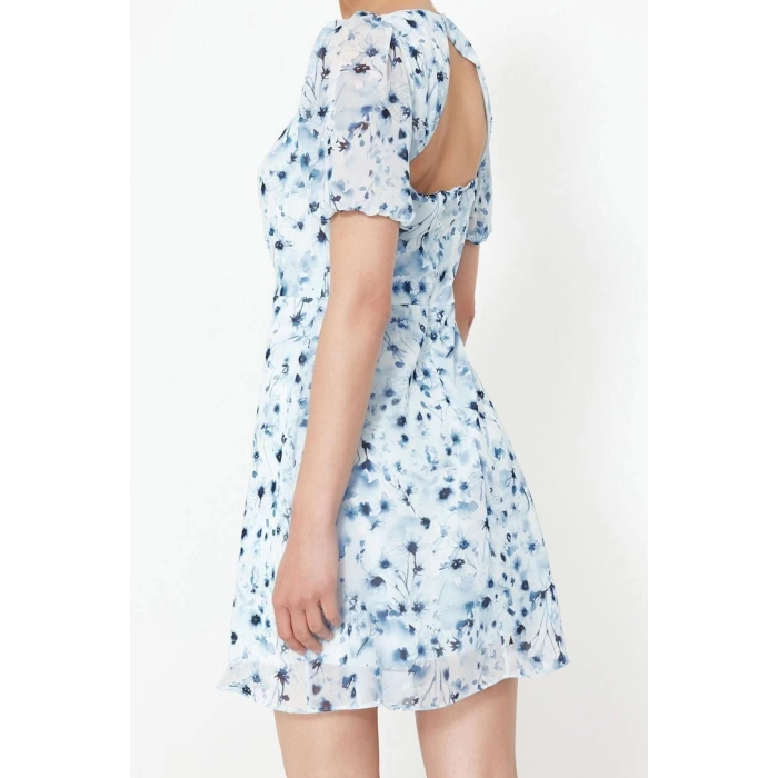New Regular Day Night Chiffon Woven Sweetheart Neck Short Sleeve A-Line Mini Length Dress