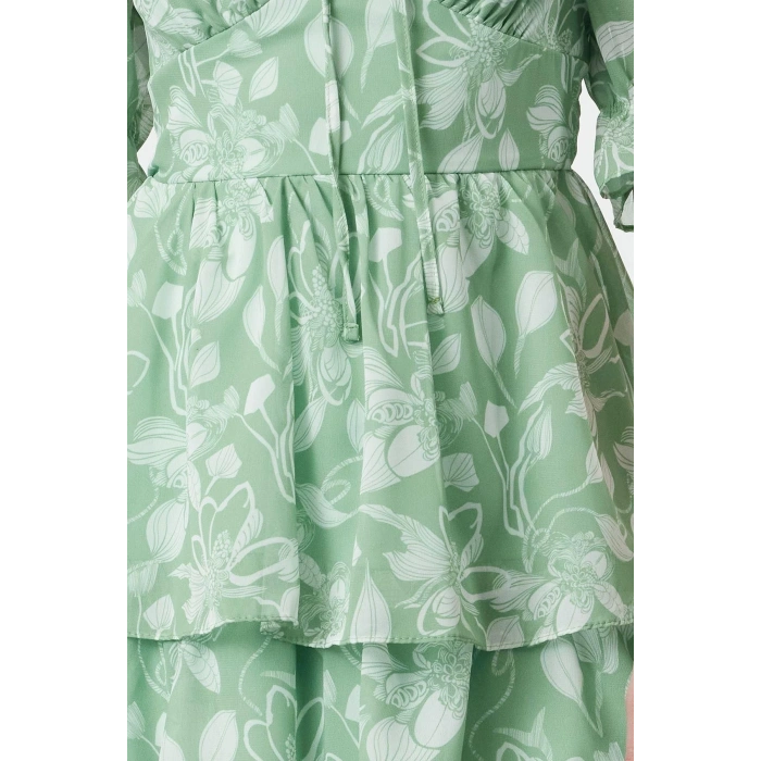 New Comfortable Casual Daily Chiffon Woven Carmen Collar Short Sleeve Skater Mini Length Dress