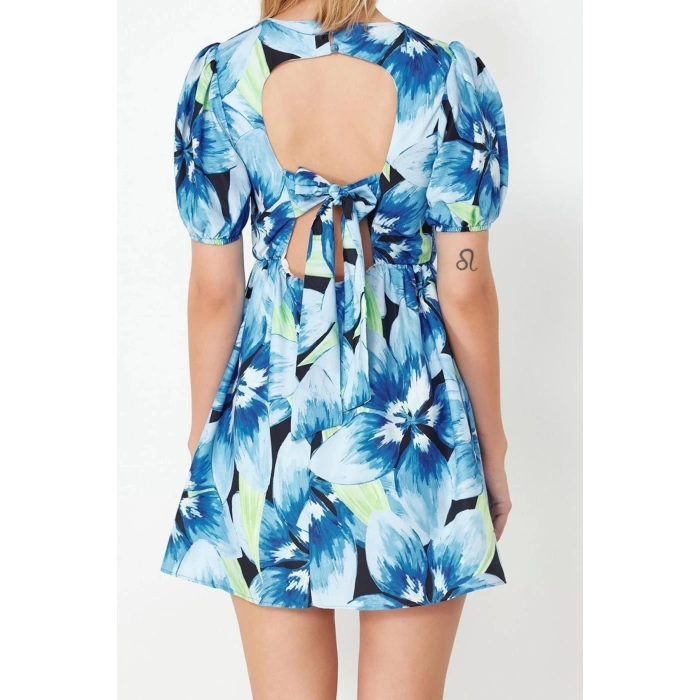 New Regular Casual Daily Poplin Woven Crew Neck Short Sleeve Skater Mini Length Dress
