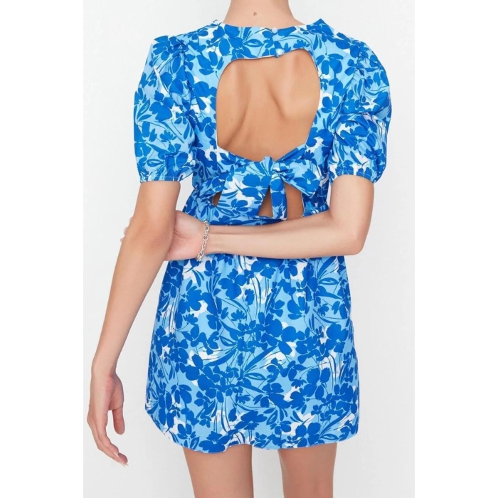 New Regular Casual Daily Poplin Woven Crew Neck Short Sleeve Skater Mini Length Dress