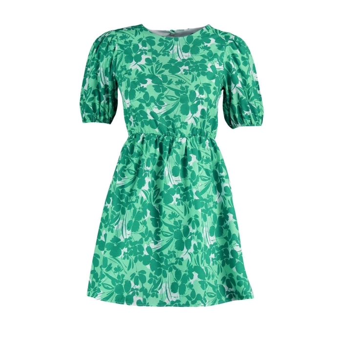 New Regular Casual Daily Poplin Woven Crew Neck Short Sleeve Skater Mini Length Dress