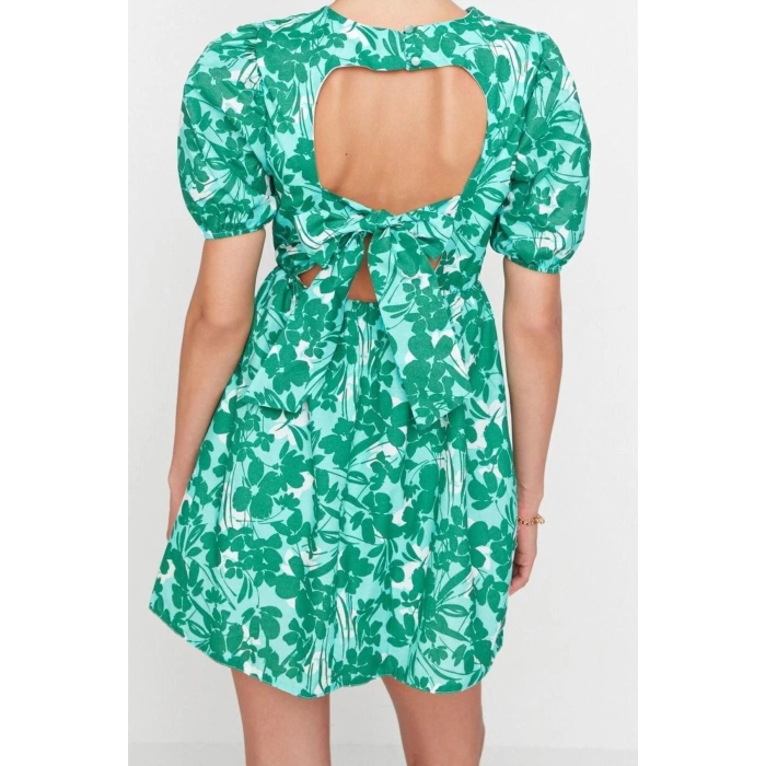 New Regular Casual Daily Poplin Woven Crew Neck Short Sleeve Skater Mini Length Dress