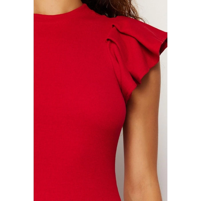 Yeni Slim Business Kaşkorse Örme Bisiklet Yaka Kısa Kol Bodycone Midi Boy Elbise