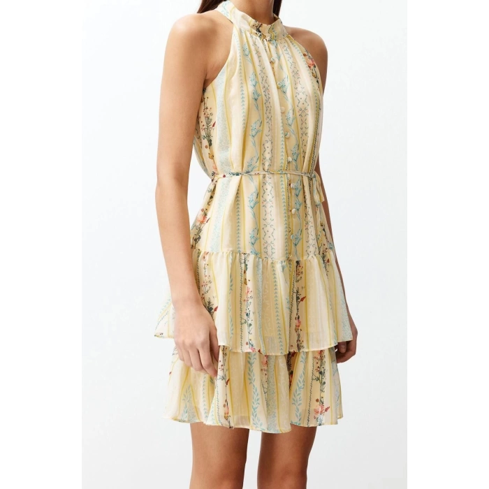 New Regular Casual Daily Chiffon Woven Halter Neck Sleeveless Sleeve A-Line Mini Length Dress