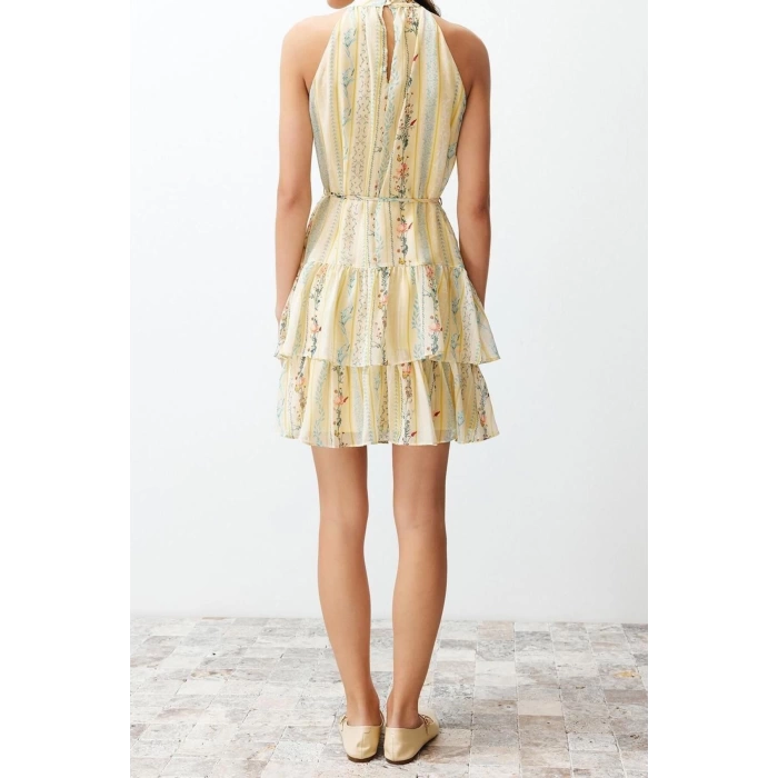 New Regular Casual Daily Chiffon Woven Halter Neck Sleeveless Sleeve A-Line Mini Length Dress