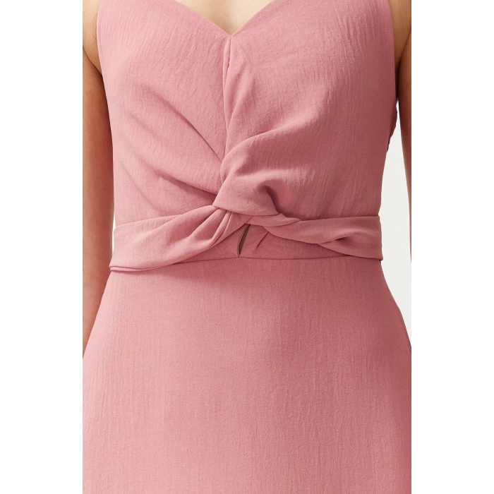 New Regular Casual Daily Aerobin Woven V Neck Strappy Sleeve A-Line Midi Length Dress