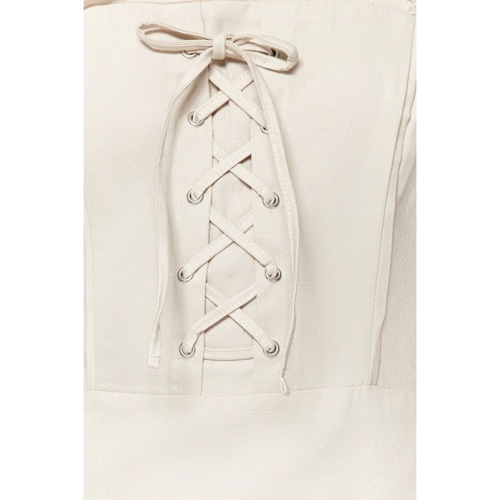 New Regular Day Night Gabardine Woven Square Collar Sleeveless Sleeve A-Line Mini Length Dress