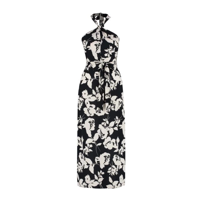 New Regular Day Night Shally Woven Halter Neck Sleeveless A-Line Maxi Dress