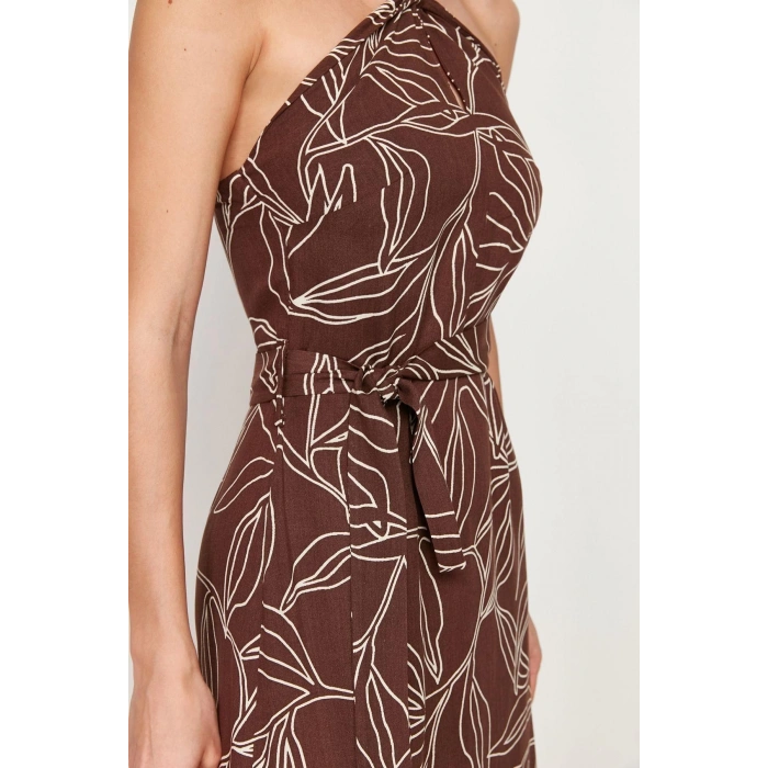 New Regular Day Night Shally Woven Halter Neck Sleeveless A-Line Maxi Dress