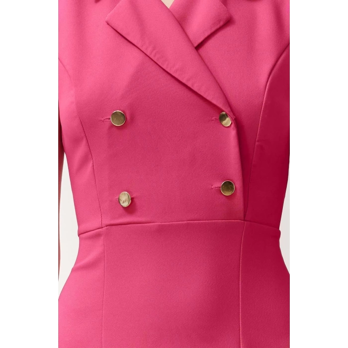 New Regular Day Night Finike Woven Jacket Collar Sleeveless Sleeve Bodycone Midi Length Dress