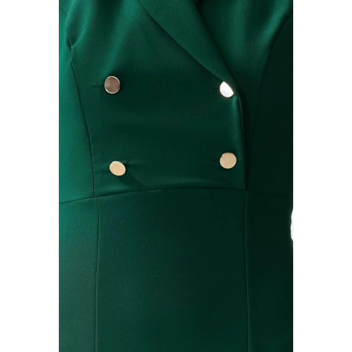 New Regular Day Night Finike Woven Jacket Collar Sleeveless Sleeve Bodycone Midi Length Dress