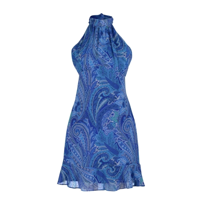 New Regular Casual Daily Chiffon Woven Stand Collar Sleeveless Sleeve A-Line Mini Length Dress