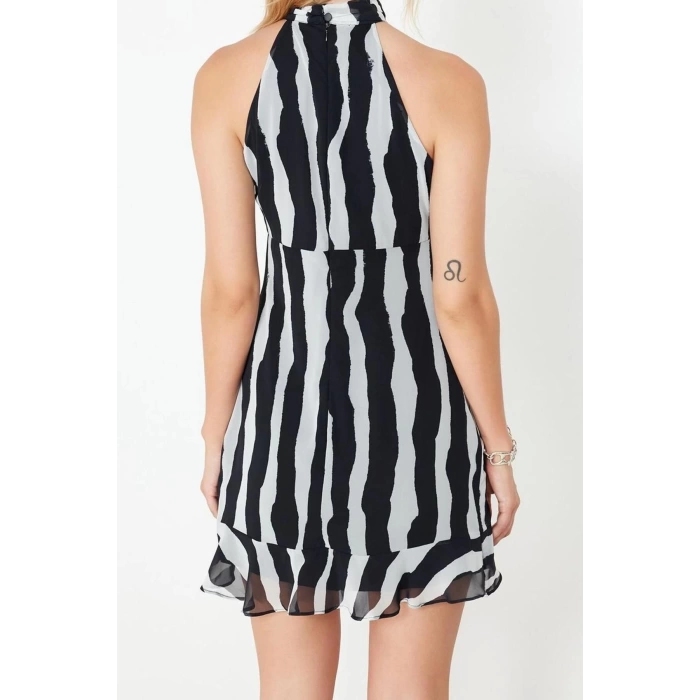 New Regular Casual Daily Chiffon Woven Stand Collar Sleeveless Sleeve A-Line Mini Length Dress