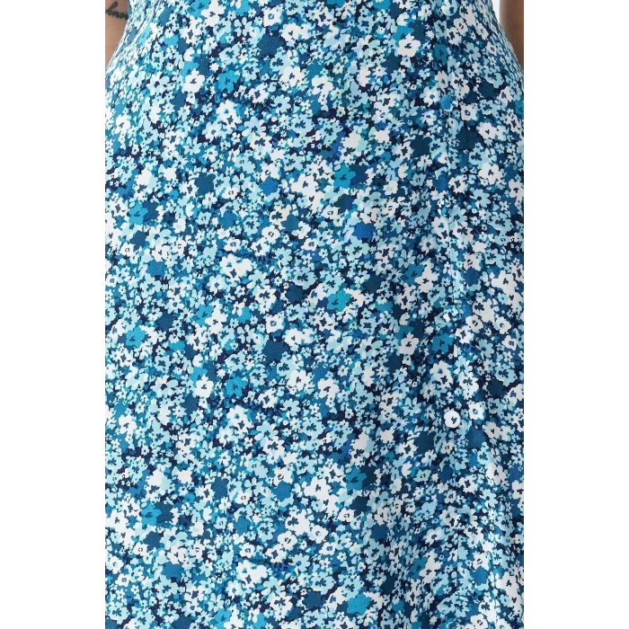 New Regular Casual Daily Shally Woven Square Neck Strappy Sleeve A-Line Midi Length Dress