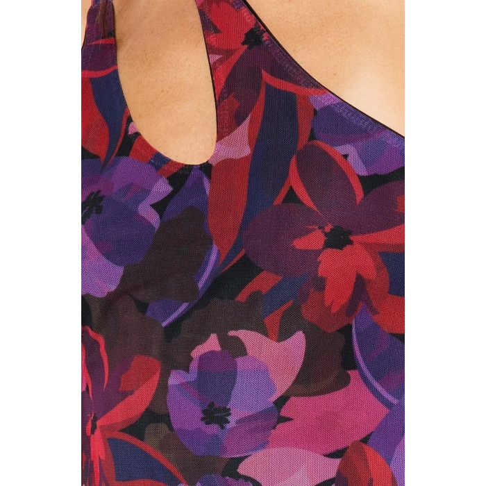 New Slim Day Night Tulle Knitted Asymmetrical Neckline Strappy Sleeve Bodycone Maxi Length Dress