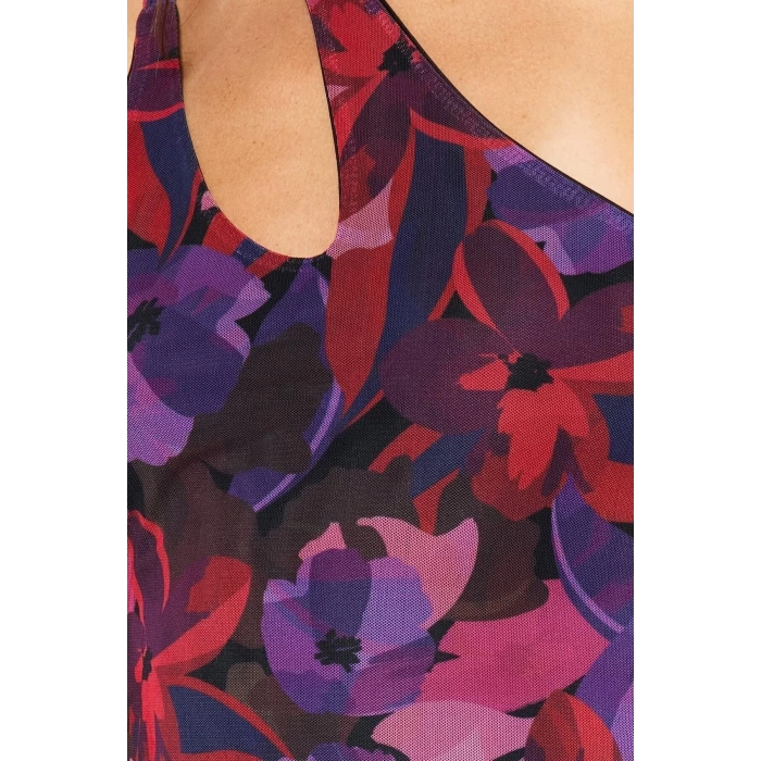 New Slim Day Night Tulle Knitted Asymmetrical Neckline Strappy Sleeve Bodycone Maxi Length Dress