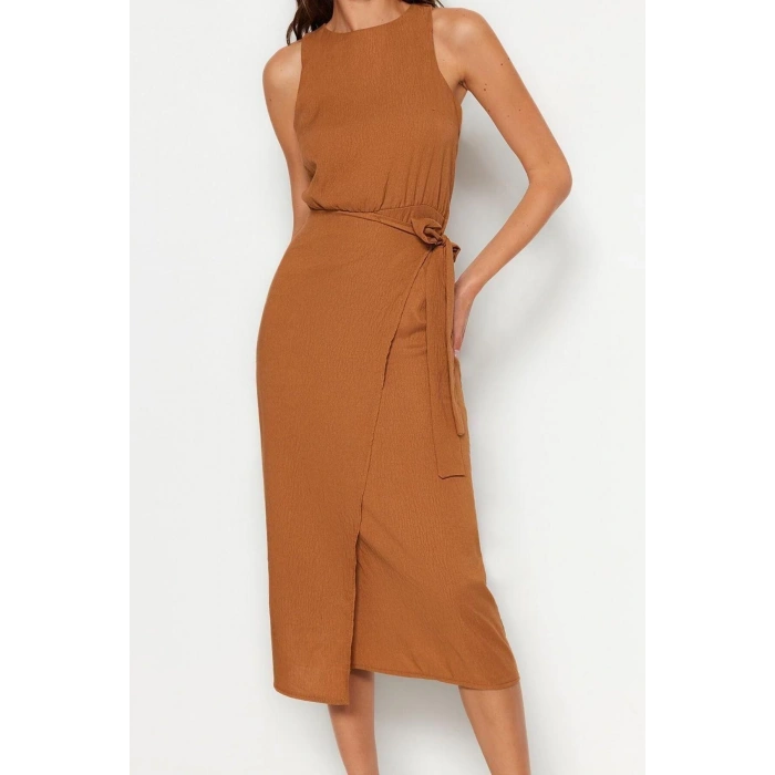 New Regular Business Aerobin Woven Crew Neck Sleeveless Sleeve A-Line Midi Length Dress