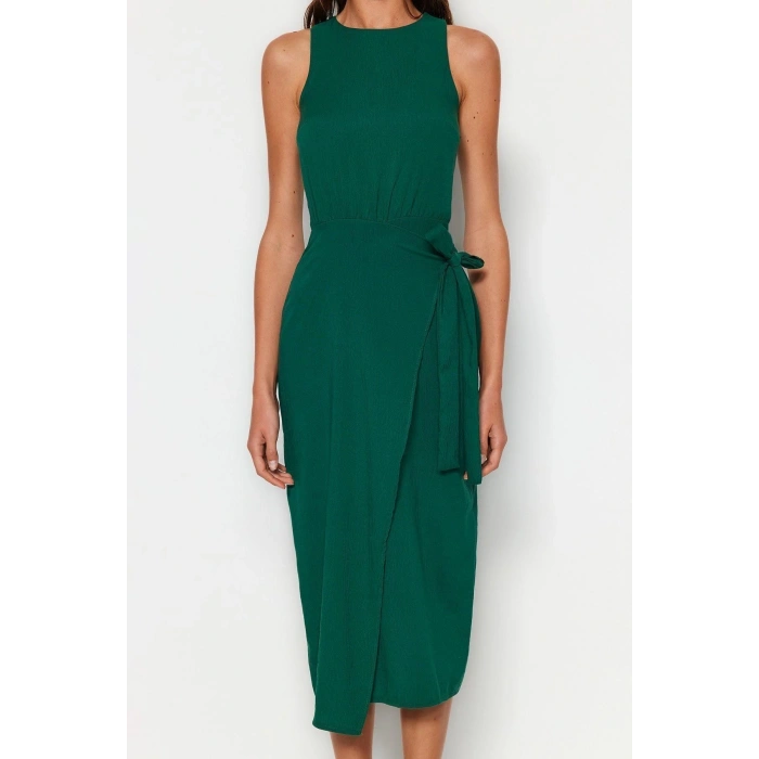 New Regular Business Aerobin Woven Crew Neck Sleeveless Sleeve A-Line Midi Length Dress