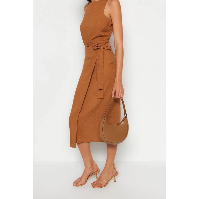 New Regular Business Aerobin Woven Crew Neck Sleeveless Sleeve A-Line Midi Length Dress