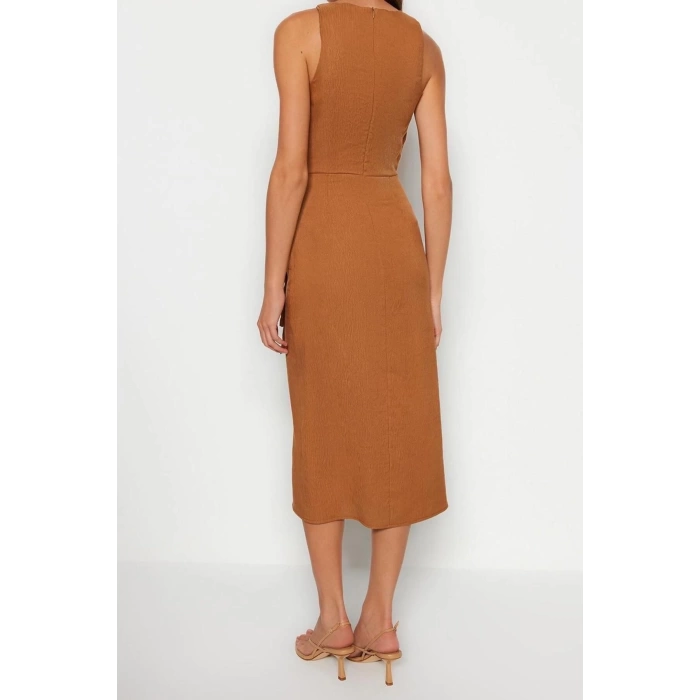 New Regular Business Aerobin Woven Crew Neck Sleeveless Sleeve A-Line Midi Length Dress