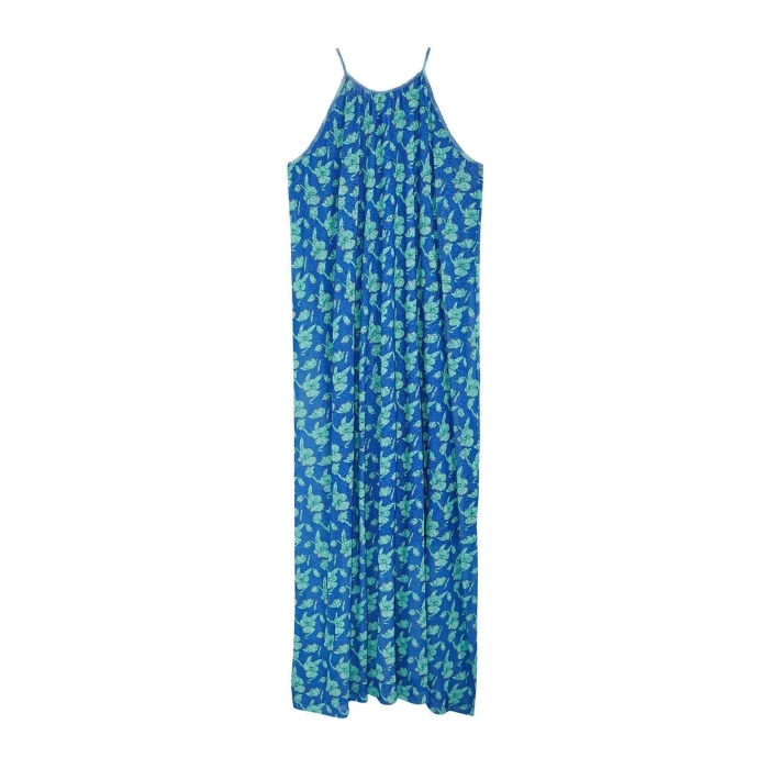 New Comfortable Casual Daily Foam Fabric Knitted Halter Neck Sleeveless Sleeve A-Line Maxi Length Dress