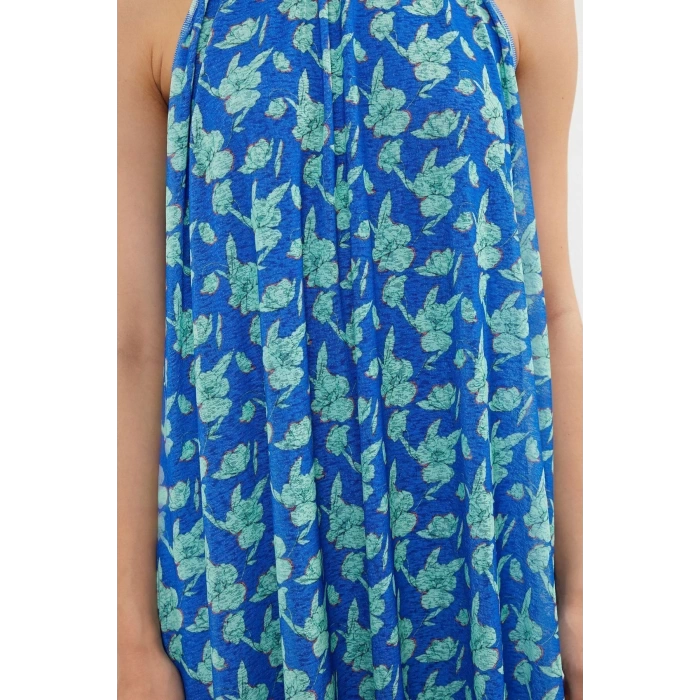 New Comfortable Casual Daily Foam Fabric Knitted Halter Neck Sleeveless Sleeve A-Line Maxi Length Dress