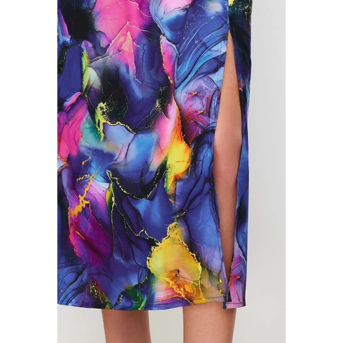 New Casual Day Night Matte Satin Woven Halter Neck Sleeveless Shift Midi Length Dress