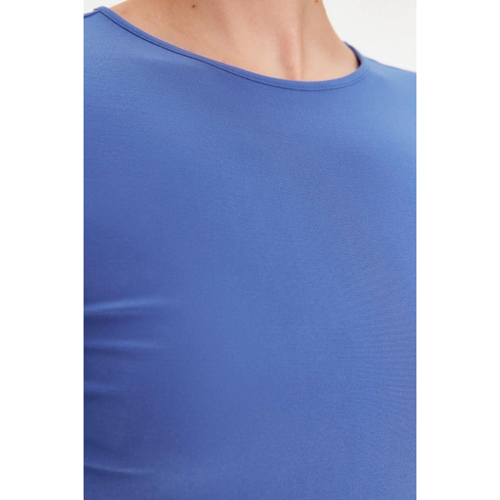 New Slim Casual Daily Thick Sandy Knitted Crew Neck Short Sleeve Bodycone Maxi Length Dress