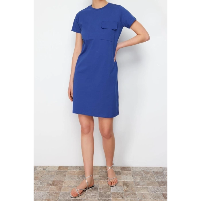 New Regular Business 20 1 Combed Jersey Knitted Crew Neck Short Sleeve T-Shirt Dress Maxi Length Dress
