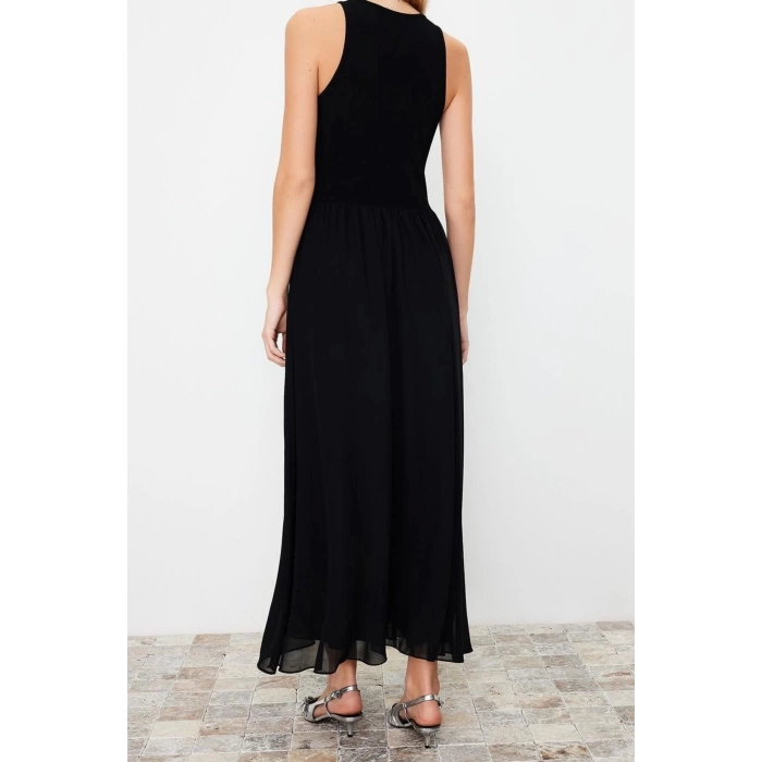 New Regular Day Night Chiffon Woven Halter Neck Sleeveless Sleeve Skater Maxi Length Dress