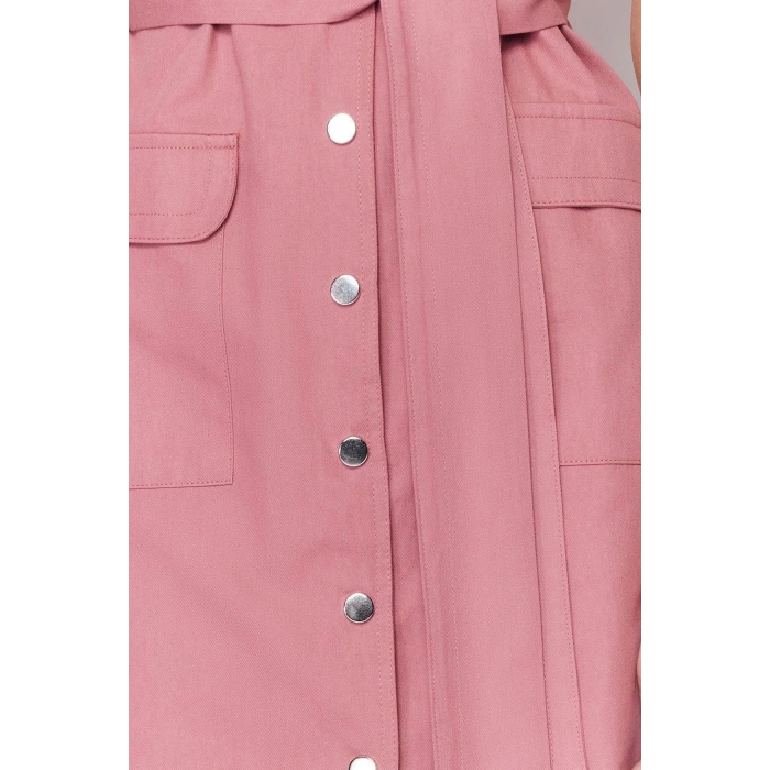 New Regular Casual Daily Gabardine Woven Shirt Collar Short Sleeve Shirt Dress Midi Length Dress