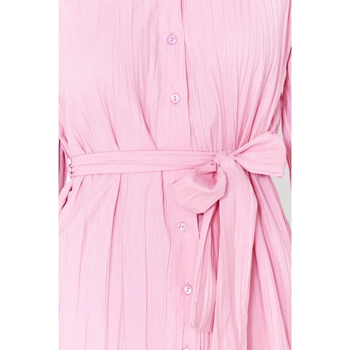 New Regular Casual Daily Crinkle Woven Shirt Collar Long Sleeve Shirt Dress Mini Length Dress