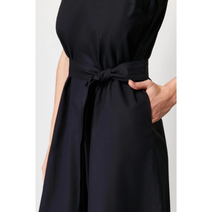 New Regular Casual Daily Poplin Woven Crew Neck Sleeveless Sleeve Skater Midi Length Dress