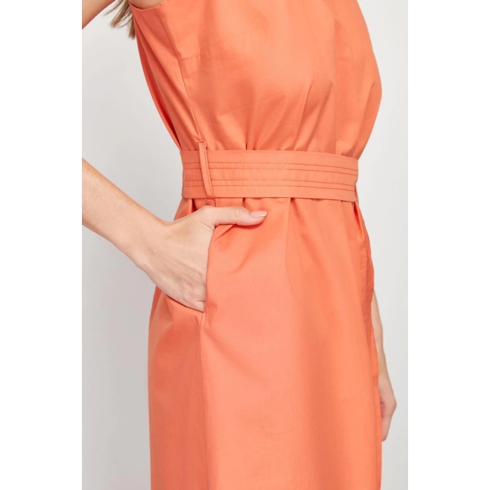 New Regular Casual Daily Poplin Woven Crew Neck Sleeveless Sleeve Skater Midi Length Dress