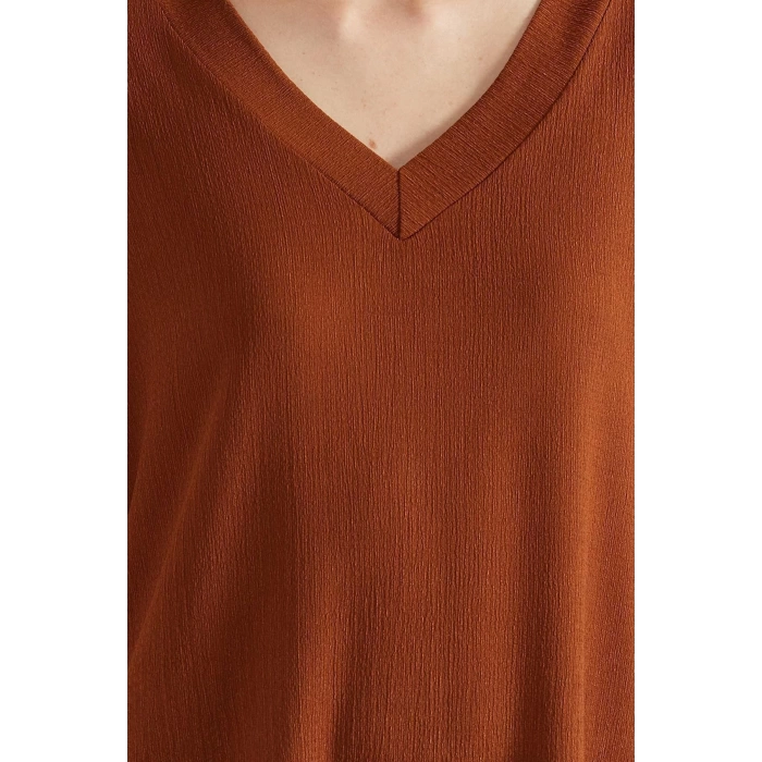 New Regular Casual Daily Crepe Knitted V Neck Short Sleeve Shift Mini Length Dress