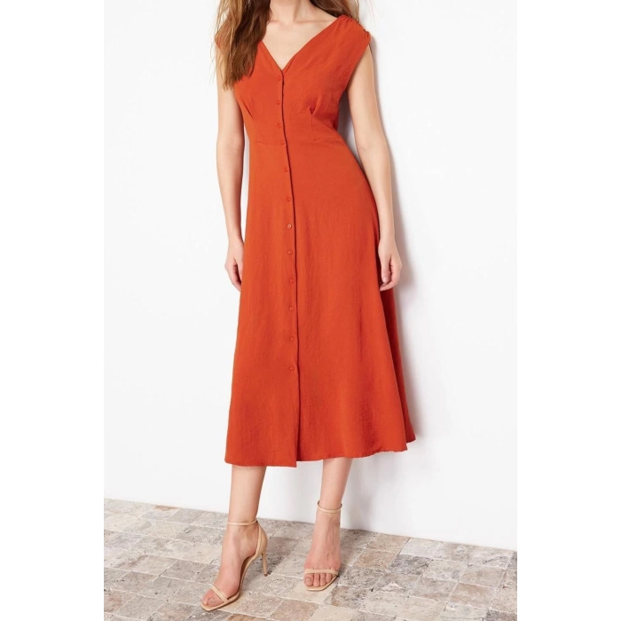 New Regular Casual Daily Aerobin Woven V Neck Sleeveless Sleeve Shirt Dress Maxi Length Dress