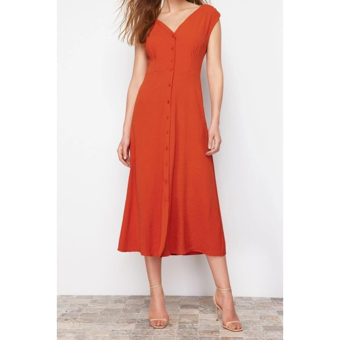 New Regular Casual Daily Aerobin Woven V Neck Sleeveless Sleeve Shirt Dress Maxi Length Dress