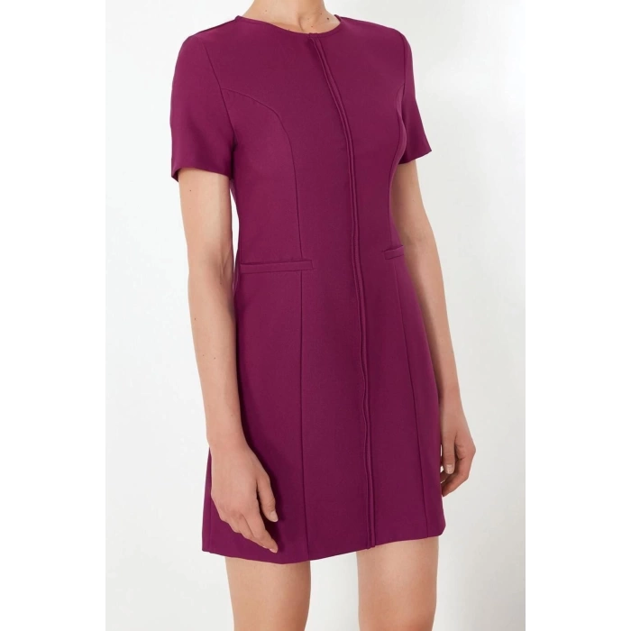 New Regular Day Night Finike Woven Crew Neck Short Sleeve Bodycon Mini Length Dress