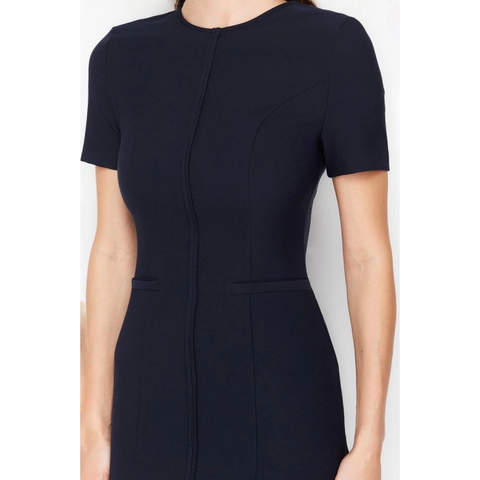 New Regular Day Night Finike Woven Crew Neck Short Sleeve Bodycon Mini Length Dress