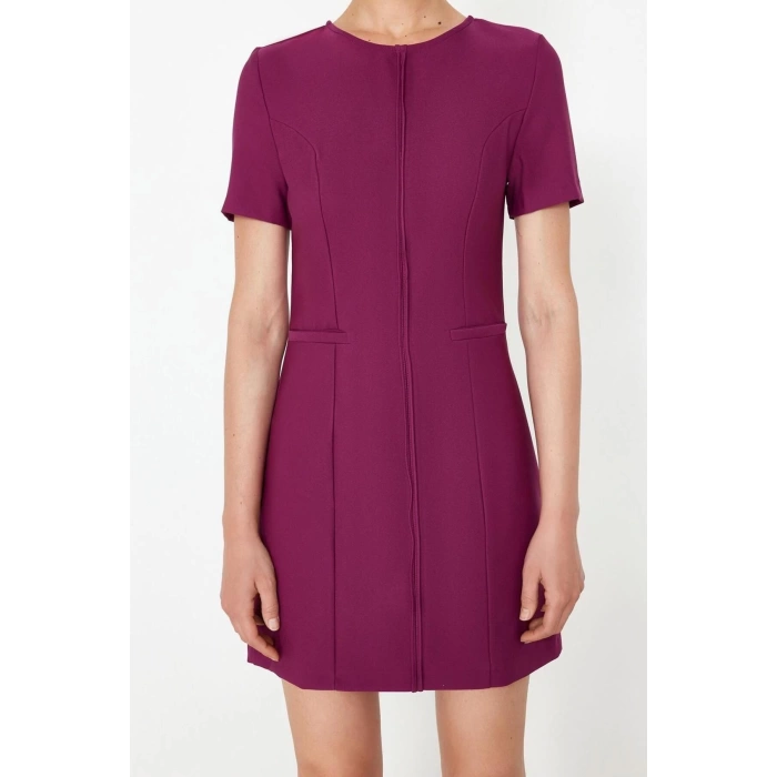 New Regular Day Night Finike Woven Crew Neck Short Sleeve Bodycon Mini Length Dress