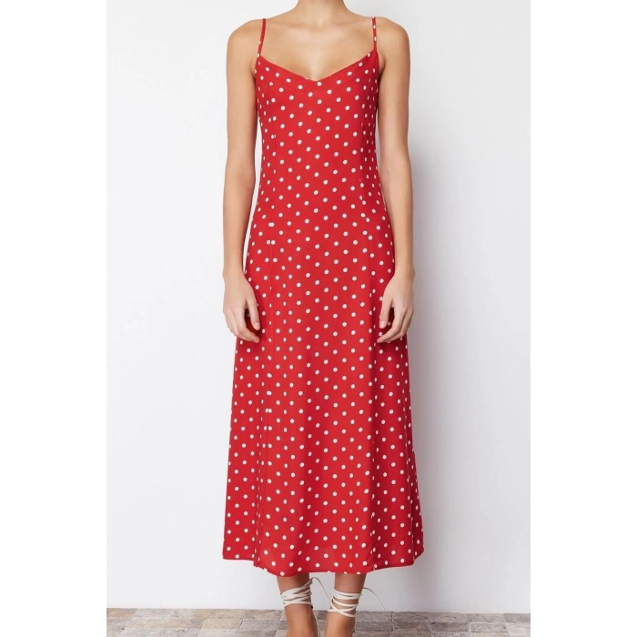 New Regular Day Night Shally Woven V Neck Strappy Sleeve A-Line Maxi Length Dress