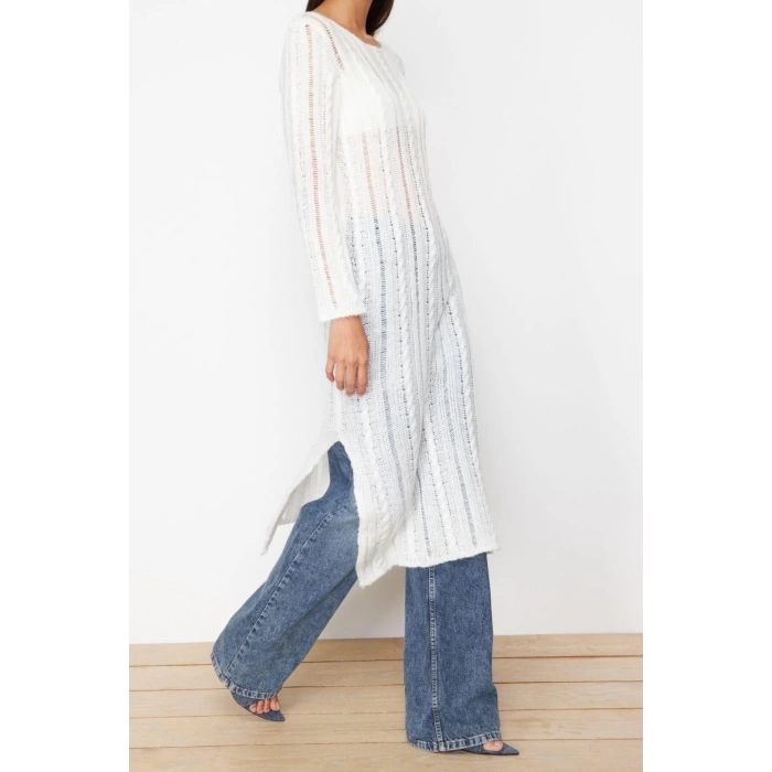 Yeni Regular Casual Günlük Tek Plaka Triko Bisiklet Yaka Uzun Kol Shift Maxi Boy Elbise